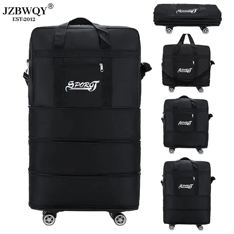 120L Expandable Foldable Portable Rolling Garment Duffle Bag - Silent 360° Spinner Wheels, Underseat Carry On Luggage, Travel Duffel for Business Trips & Short Vacations