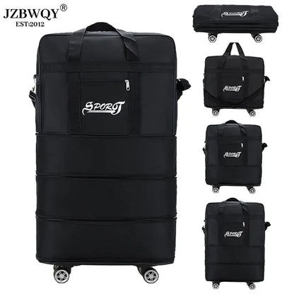 120L Expandable Foldable Portable Rolling Garment Duffle Bag - Silent 360° Spinner Wheels, Underseat Carry On Luggage, Travel Duffel for Business Trips & Short Vacations