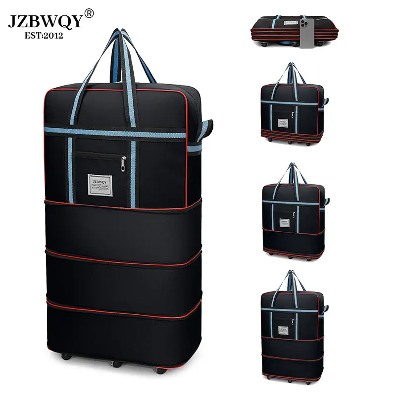 120L Expandable Foldable Portable Rolling Garment Duffle Bag - Silent 360° Spinner Wheels, Underseat Carry On Luggage, Travel Duffel for Business Trips & Short Vacations