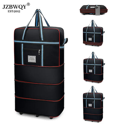 120L Expandable Foldable Portable Rolling Garment Duffle Bag - Silent 360° Spinner Wheels, Underseat Carry On Luggage, Travel Duffel for Business Trips & Short Vacations