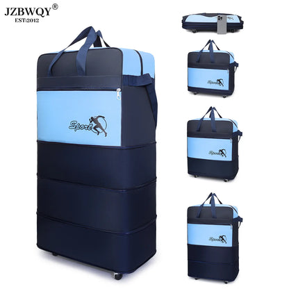 120L Expandable Foldable Portable Rolling Garment Duffle Bag - Silent 360° Spinner Wheels, Underseat Carry On Luggage, Travel Duffel for Business Trips & Short Vacations