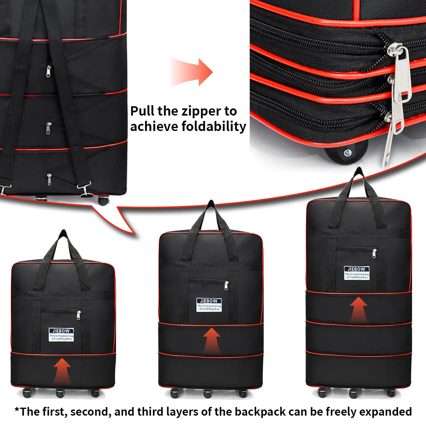120L Expandable Foldable Portable Rolling Garment Duffle Bag - Silent 360° Spinner Wheels, Underseat Carry On Luggage, Travel Duffel for Business Trips & Short Vacations
