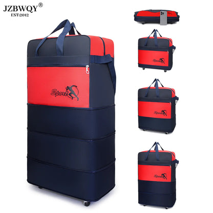 120L Expandable Foldable Portable Rolling Garment Duffle Bag - Silent 360° Spinner Wheels, Underseat Carry On Luggage, Travel Duffel for Business Trips & Short Vacations