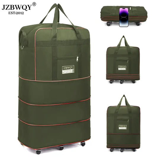 120L Expandable Foldable Portable Rolling Garment Duffle Bag - Silent 360° Spinner Wheels, Underseat Carry On Luggage, Travel Duffel for Business Trips & Short Vacations