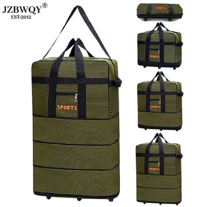 120L Expandable Foldable Portable Rolling Garment Duffle Bag - Silent 360° Spinner Wheels, Underseat Carry On Luggage, Travel Duffel for Business Trips & Short Vacations