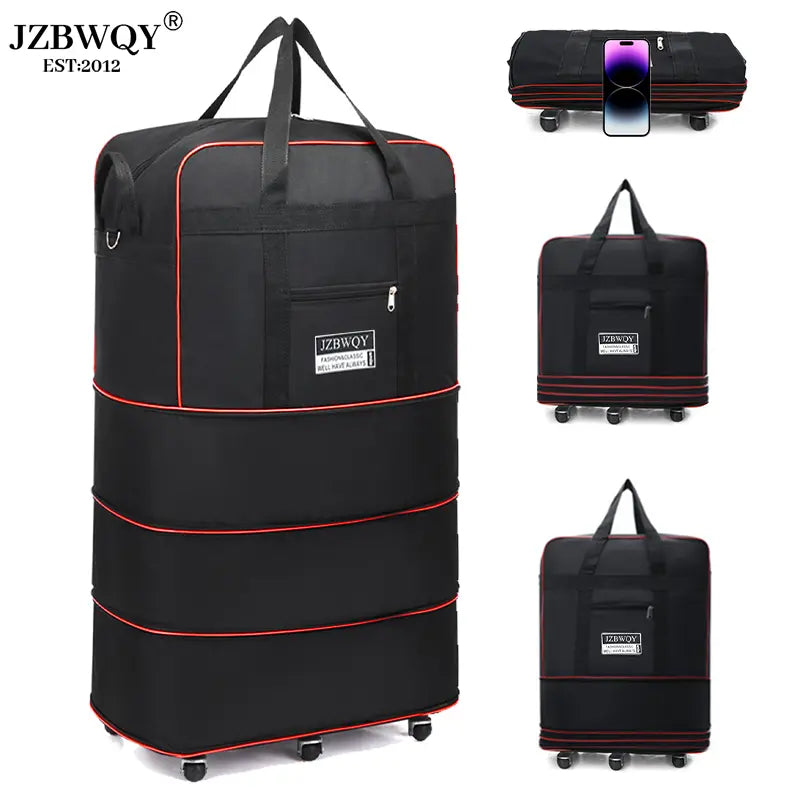 120L Expandable Foldable Portable Rolling Garment Duffle Bag - Silent 360° Spinner Wheels, Underseat Carry On Luggage, Travel Duffel for Business Trips & Short Vacations