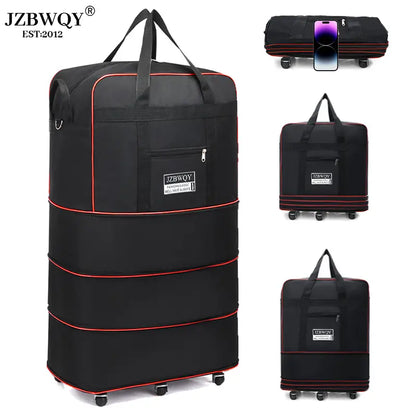 120L Expandable Foldable Portable Rolling Garment Duffle Bag - Silent 360° Spinner Wheels, Underseat Carry On Luggage, Travel Duffel for Business Trips & Short Vacations