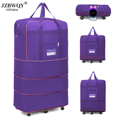 120L Expandable Foldable Portable Rolling Garment Duffle Bag - Silent 360° Spinner Wheels, Underseat Carry On Luggage, Travel Duffel for Business Trips & Short Vacations
