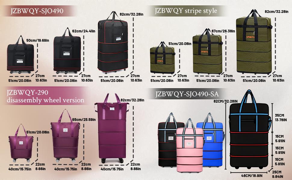 120L Expandable Foldable Portable Rolling Garment Duffle Bag - Silent 360° Spinner Wheels, Underseat Carry On Luggage, Travel Duffel for Business Trips & Short Vacations