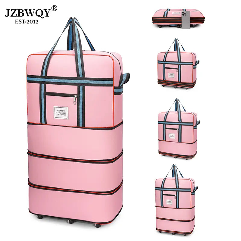 120L Expandable Foldable Portable Rolling Garment Duffle Bag - Silent 360° Spinner Wheels, Underseat Carry On Luggage, Travel Duffel for Business Trips & Short Vacations