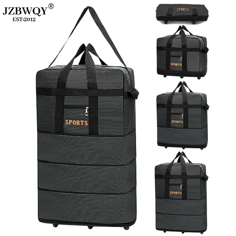 120L Expandable Foldable Portable Rolling Garment Duffle Bag - Silent 360° Spinner Wheels, Underseat Carry On Luggage, Travel Duffel for Business Trips & Short Vacations