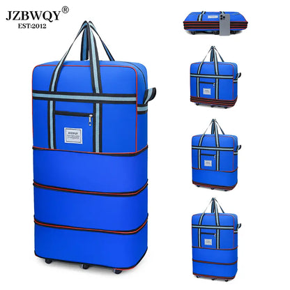 120L Expandable Foldable Portable Rolling Garment Duffle Bag - Silent 360° Spinner Wheels, Underseat Carry On Luggage, Travel Duffel for Business Trips & Short Vacations